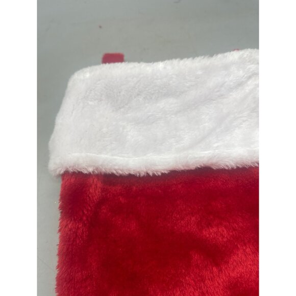 Christmas stocking foe fur solid red white decor 15" READ - Picture 4 of 7